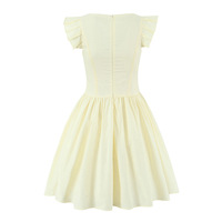 Sweet Flying Sleeves Herringbone Embroidered Square Neck Mini Dress - Thumbnail 3