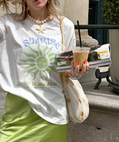 PASTEL GREEN SUNRISE PRINT TEE