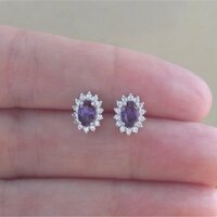 BOXED GIFT/Sterling Silver Amethyst Stud Earrings UK/Amethyst & Cz Earrings UK/Gemstone Earrings/Amethyst Jewellery/Amethyst Jewelry/UK - Thumbnail 3