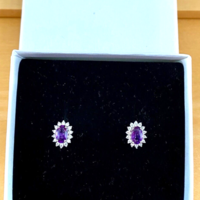BOXED GIFT/Sterling Silver Amethyst Stud Earrings UK/Amethyst & Cz Earrings UK/Gemstone Earrings/Amethyst Jewellery/Amethyst Jewelry/UK - Thumbnail 6