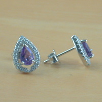 BOXED GIFT/Sterling Silver Amethyst Earrings/Amethyst Earrings/Amethyst Studs/Amethyst Jewellery/Amethyst Jewelry/UK - Thumbnail 1