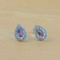 BOXED GIFT/Sterling Silver Amethyst Earrings/Amethyst Earrings/Amethyst Studs/Amethyst Jewellery/Amethyst Jewelry/UK - Thumbnail 2