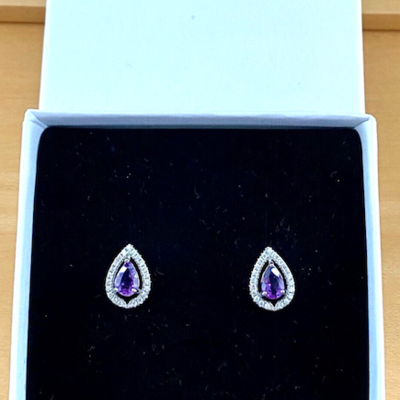 Boxed gift/sterling silver amethyst earrings/amethyst earrings/amethyst studs/amethyst jewellery/amethyst jewelry/uk