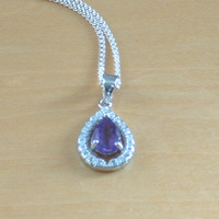 BOXED GIFT/Sterling Silver Amethyst Pendant & Chain/Amethyst Necklace/Amethyst Jewellery/Amethyst Jewelry/UK - Thumbnail 1
