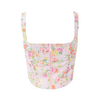 Romantic and dreamy floral herringbone lace-up camisole top - Thumbnail 2