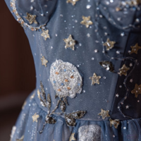 Starry Pegasus Prom Dress, Black Spaghetti Straps Prom Dress, Sweetheart Neck, Dreamy Graduation Prom Dress, Evening Dress Gown, Party Dress - Thumbnail 3