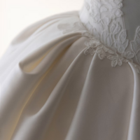 Elegant classic satin long train wedding dress, modern satin sweetheart bridal gown, fashionable satin wedding dress - Thumbnail 6