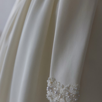 Fairy satin long-sleeved wedding dress, sweetheart pearl bridal gown, fashionable ballgown wedding dress. - Thumbnail 5