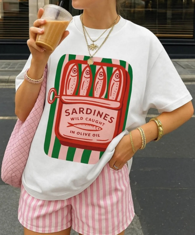 Summer Sardines Can Graphic Print T-shirt