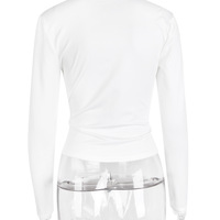 Sexy lace hollow V-neck long-sleeved top - Thumbnail 5