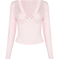 Sexy lace hollow V-neck long-sleeved top - Thumbnail 8