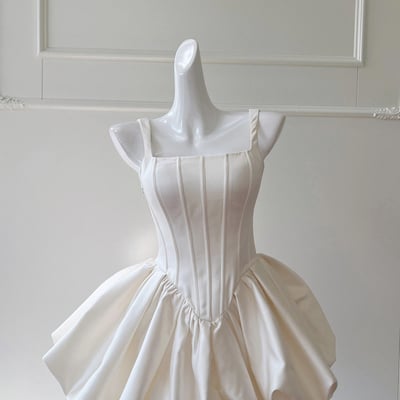 Cute satin short a-line prom party dress - Thumbnail 2