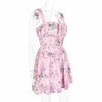 Printed suspender skirt dress women's tutu skirt slim backless hot girl floral skirt - Thumbnail 2