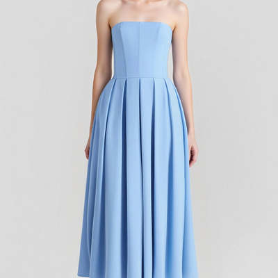 Sexy deep v blue striped halter neck backless dress women's waisted mid-length dress