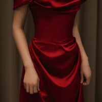 Luxurious Red Satin Prom Dress Off Shoulder Red Ball Gown Red Satin Maxi Dress Evening Gowns Wedding Party Dress Formal Dress - Thumbnail 2