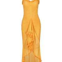 Mesh suspenders pleated irregular sleeveless dress fashionable design long skirt - Thumbnail 9