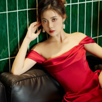 Luxurious Red Satin Prom Dress Off Shoulder Red Ball Gown Red Satin Maxi Dress Evening Gowns Wedding Party Dress Formal Dress - Thumbnail 4