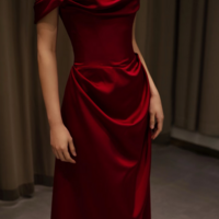 Luxurious Red Satin Prom Dress Off Shoulder Red Ball Gown Red Satin Maxi Dress Evening Gowns Wedding Party Dress Formal Dress - Thumbnail 8