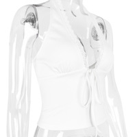 Sexy Deep V Halter Neck Vest Short Slim Backless Sleeveless Halter Neck Hot Girl Top - Thumbnail 4