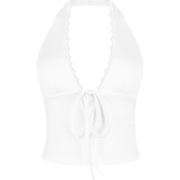 Sexy Deep V Halter Neck Vest Short Slim Backless Sleeveless Halter Neck Hot Girl Top - Thumbnail 5