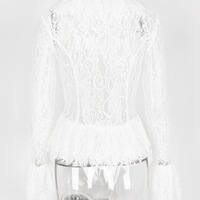 White lace long-sleeved square collar top French style high-end bottoming shirt - Thumbnail 6