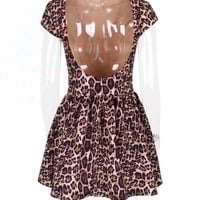 Sexy leopard print backless dress for women sweet and spicy style A-line skirt - Thumbnail 3