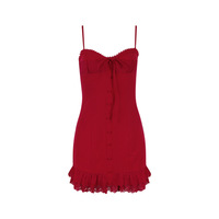 Sweet and spicy suspender skirt slim backless skirt red hot girl dress - Thumbnail 3