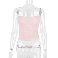 Mesh hot girl tube top with exposed waist sexy fishbone bra - Thumbnail 1