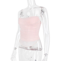 Mesh hot girl tube top with exposed waist sexy fishbone bra - Thumbnail 5