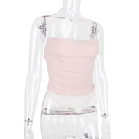 Mesh hot girl tube top with exposed waist sexy fishbone bra - Thumbnail 6