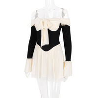 Lace splicing straps short irregular sexy top hot girl camisole - Thumbnail 3