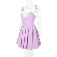 Sexy Tube Top French Dress Slim Backless Fishbone Mini Skirt Tutu Skirt - Thumbnail 4