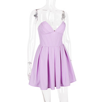 Sexy Tube Top French Dress Slim Backless Fishbone Mini Skirt Tutu Skirt - Thumbnail 6