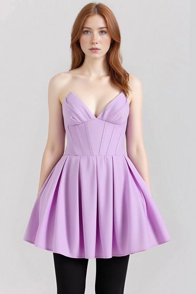 Sexy Tube Top French Dress Slim Backless Fishbone Mini Skirt Tutu Skirt
