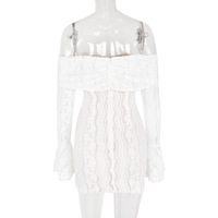 Lace long-sleeved one-shoulder dress tight hip skirt - Thumbnail 5