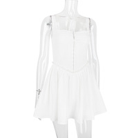 summer white suspender skirt dress - Thumbnail 2