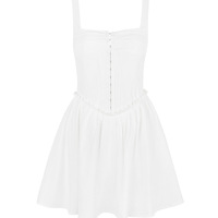summer white suspender skirt dress - Thumbnail 5