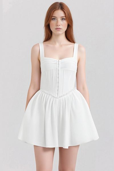 summer white suspender skirt dress