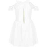 Fishbone white dress sexy one shoulder bow waist backless white dress - Thumbnail 3