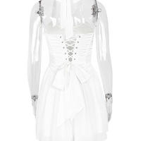 Sexy fishbone halter neck skirt hot girl slim backless white dress - Thumbnail 3