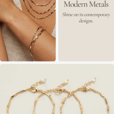 Minimalist essentials bracelet set - goldtone - final sale - Thumbnail 4