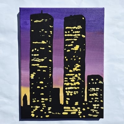 Twin towers at night 