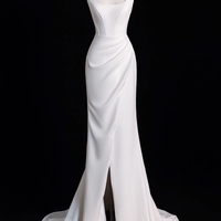 Elegant Strapless Ivory Gown , Perfect for Formal Events, Prom Dress, Evening Dress, Mermaid Prom Dress with Slit - Thumbnail 1