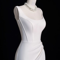 Elegant Strapless Ivory Gown , Perfect for Formal Events, Prom Dress, Evening Dress, Mermaid Prom Dress with Slit - Thumbnail 2