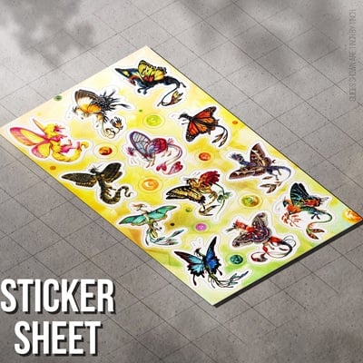 Butterfly dragon sticker sheet