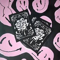 Melting Eye ball Rose with Spider Webs & Crosses Goth Punk Sew-on Patches - Thumbnail 3