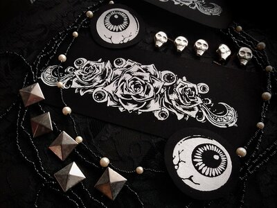 Roses & Eye Balls Goth Punk Sew-on Patches