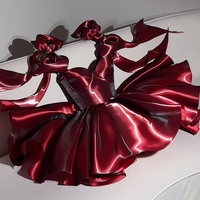 Burgundy Wedding Receiption Dress Homecoming Dress HOCO Dress Homecoming Dress Short Prom Dress Short Formal Party Dress - Thumbnail 3