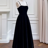 Burgundy Beaded Velvet Prom Dress with Spaghetti strap, Mid Long Evening Dress, Wedding Dress, Handmade Bridesmaid Dress, Evening Dress - Thumbnail 5