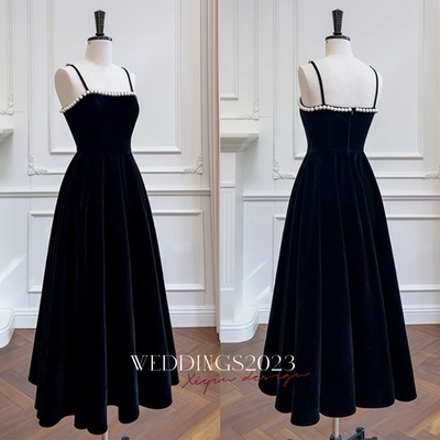 Burgundy Beaded Velvet Prom Dress with Spaghetti strap, Mid Long Evening Dress, Wedding Dress, Handmade Bridesmaid Dress, Evening Dress